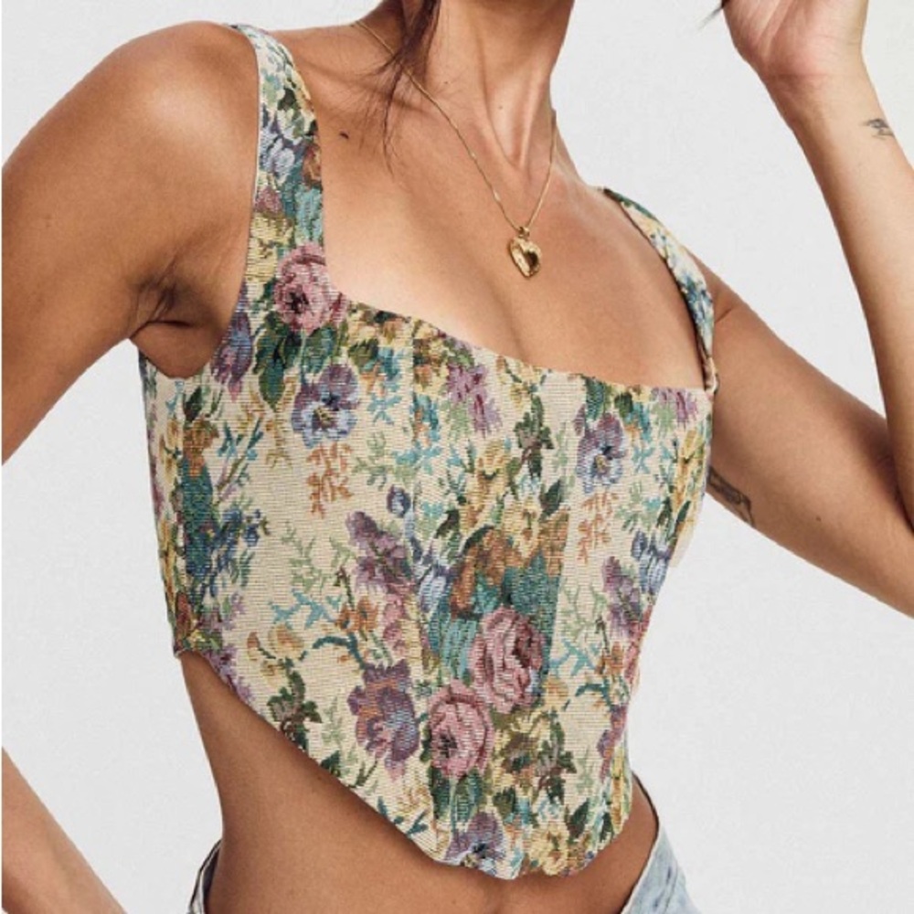 Wild Fable Cream Cut Out Bustier Tank Top